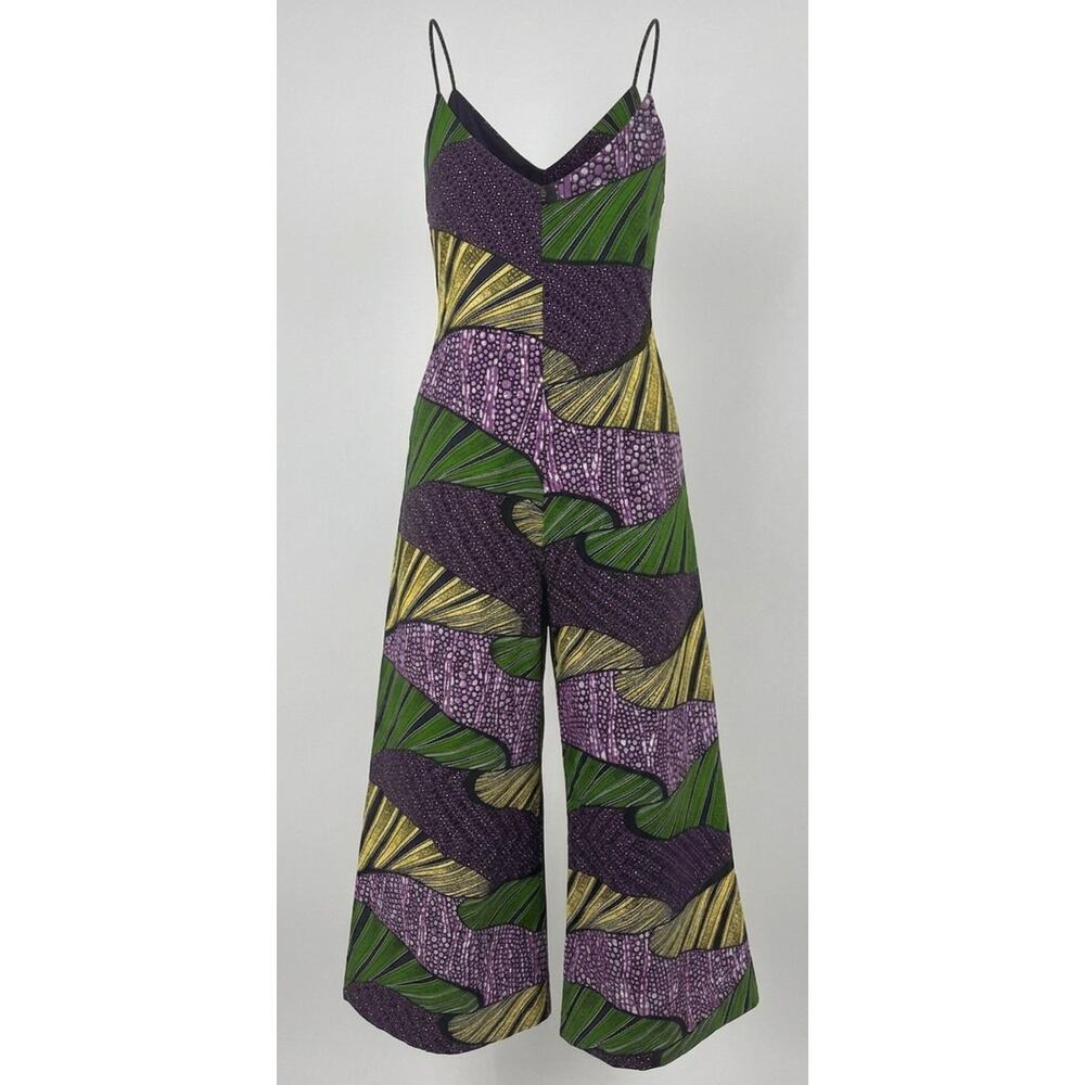 Mangishi Doll Small Ankara Jumpsuit Purple Green African Wax Print Cotton Boho